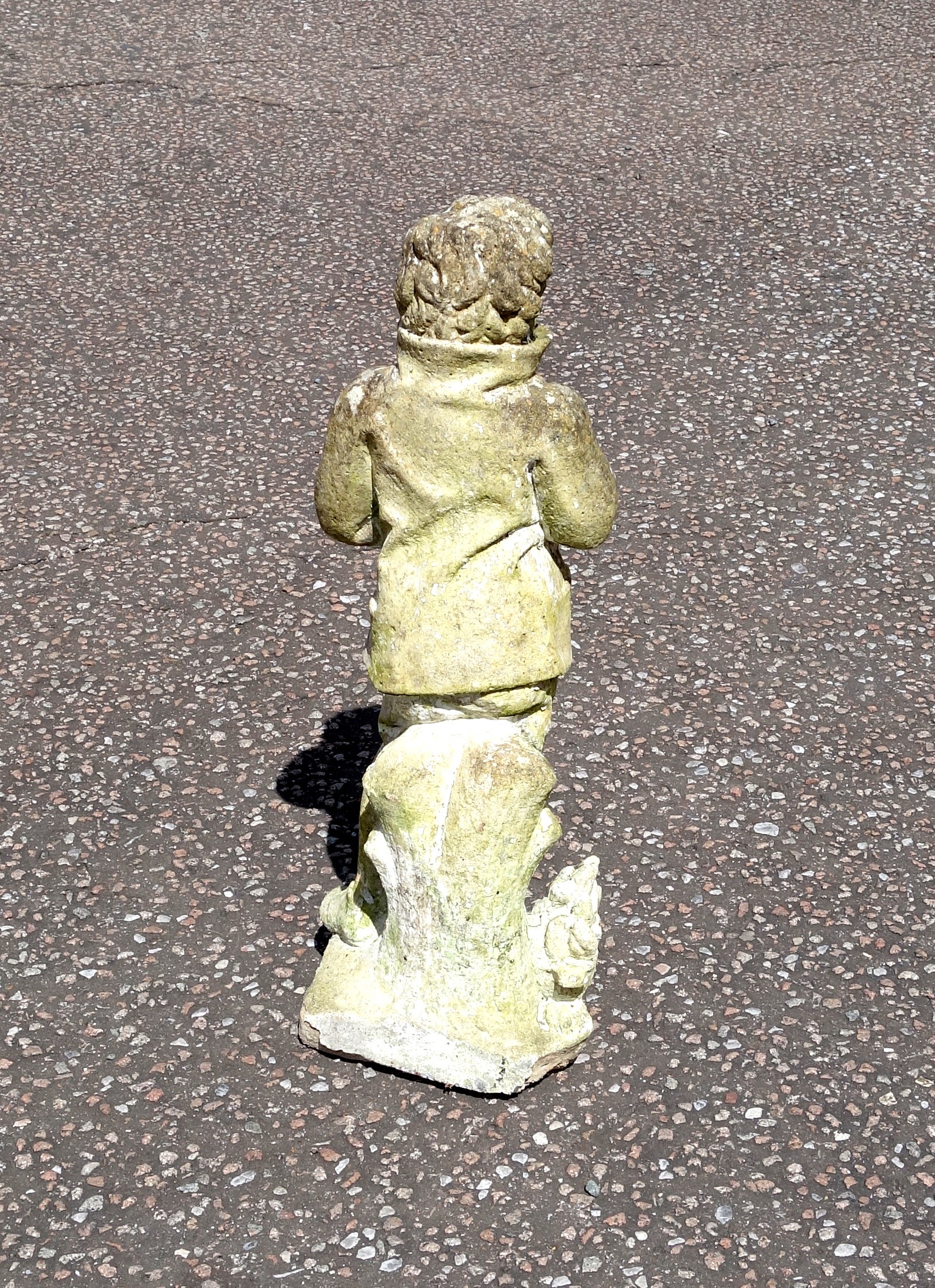 Composition garden figure of a boy standing on a shaped rectangular base, H.76cm - Image 2 of 3