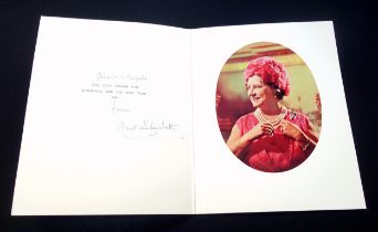 H.M. Queen Elizabeth The Queen Mother, signed 1969 and 1978 Christmas cards, each with gilt crown to