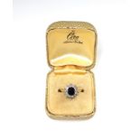 18ct gold sapphire and diamond engagement ring, size N 1/2, 0.33 carat diamonds approx., 4.1