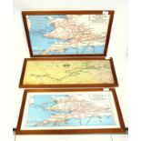 Three framed maps of Great Western Railway (two slightly different), and one London Transport from