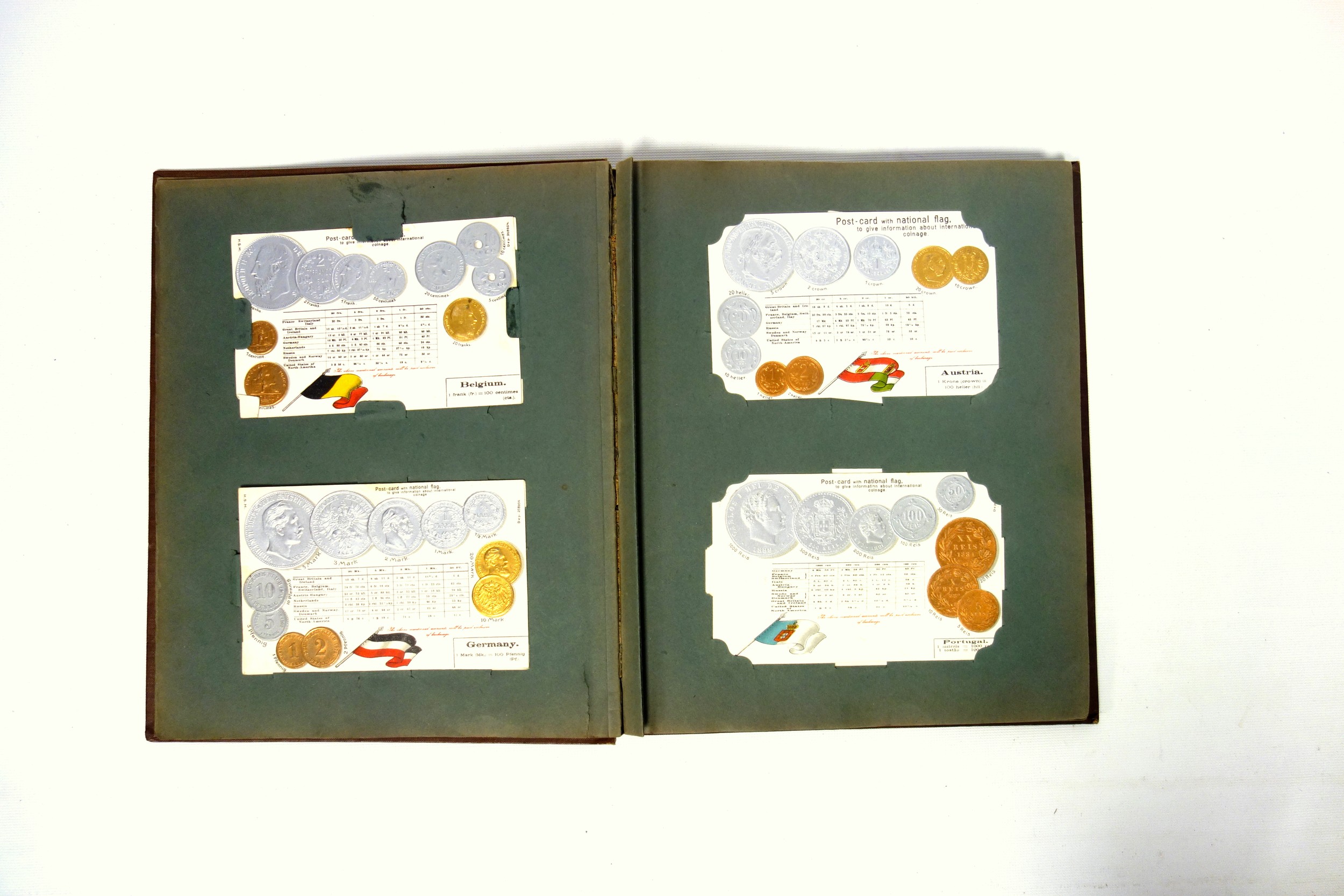 Very rare German Early 20th Century Postcard Album "The World's Coins" cointaining cards with silver - Image 4 of 9