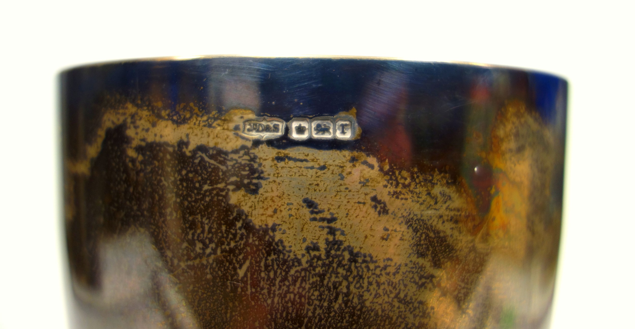 Large Edwardian silver goblet, of plain form with a beaded knopped stem and circular foot, by - Image 5 of 5