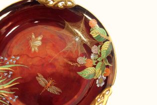 Carltonware Spider web and dragonfly design bowl, from the Rouge Royale series, 25.5cm diameter.