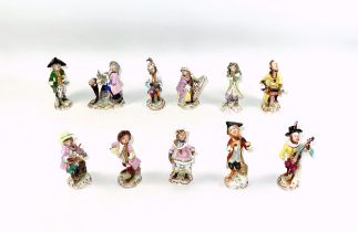 Early 20th Century Volkstedt porcelain 9 piece monkey orchestra or band of musicians, including