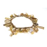 9ct gold charm bracelet with 27 charms, gross weight 44.2 grams