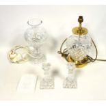 Compton & Woodhouse Waterford 'Kinsale' crystal table lamp with certificate, pair of Waterford candl