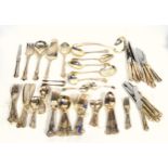 Comprehensive suite of silver plated King's Pattern cutlery, of 92 pieces for 6 settings, comprising