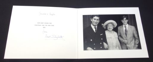 H.M. Queen Elizabeth The Queen Mother, signed 1975 Christmas and New Year card, with gilt crown to