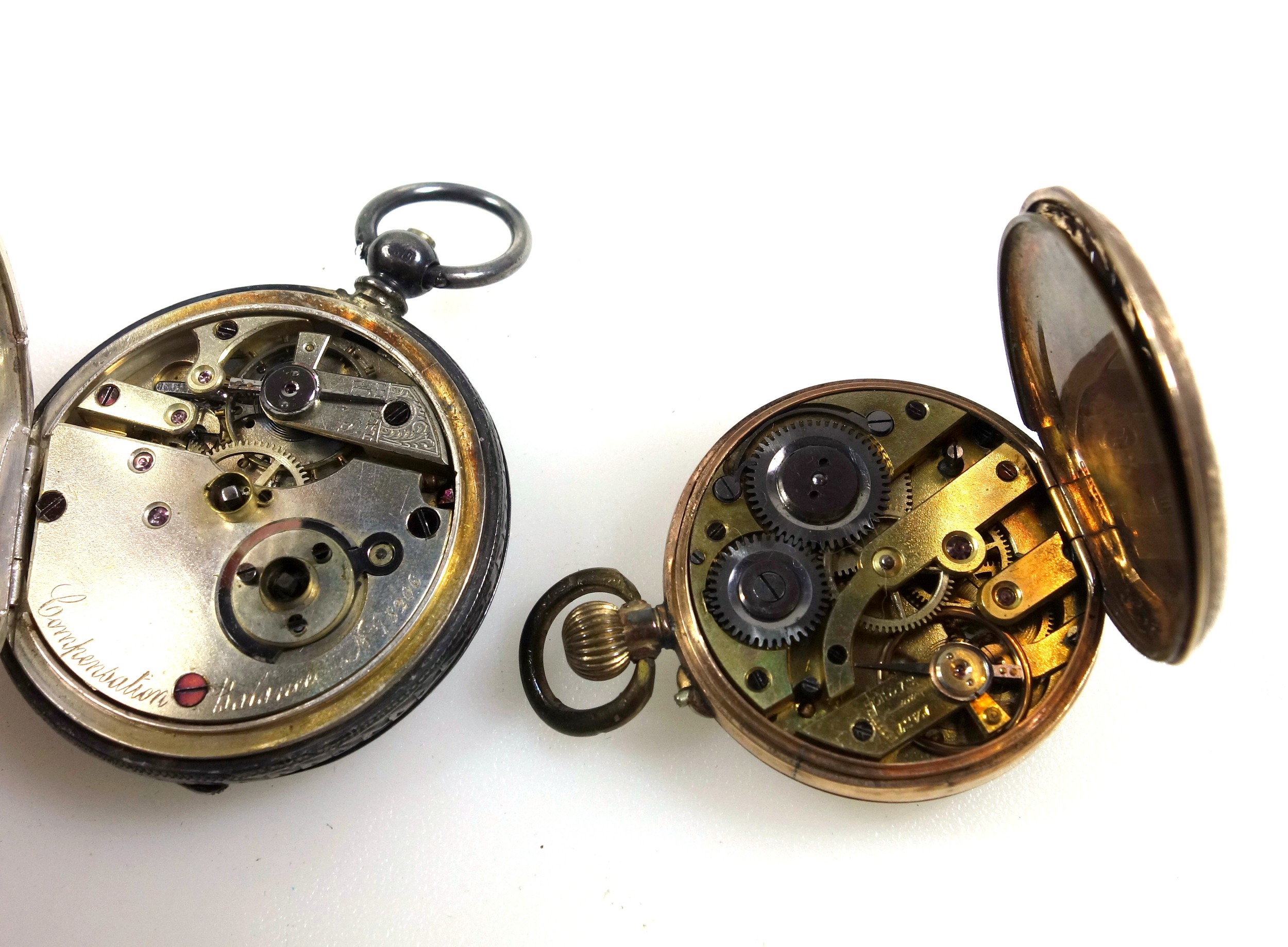 Ladies 9ct gold pocket watch with a copper cuvette., 32mm (a/f), and a Victorian silver hunting - Image 6 of 6