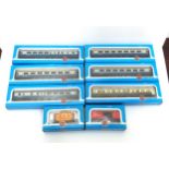 5 Airfix OO Gauge British Rail 1st Class Inter-City MKII coaches, Blue Livery; G.W.R. Auto-Coach,