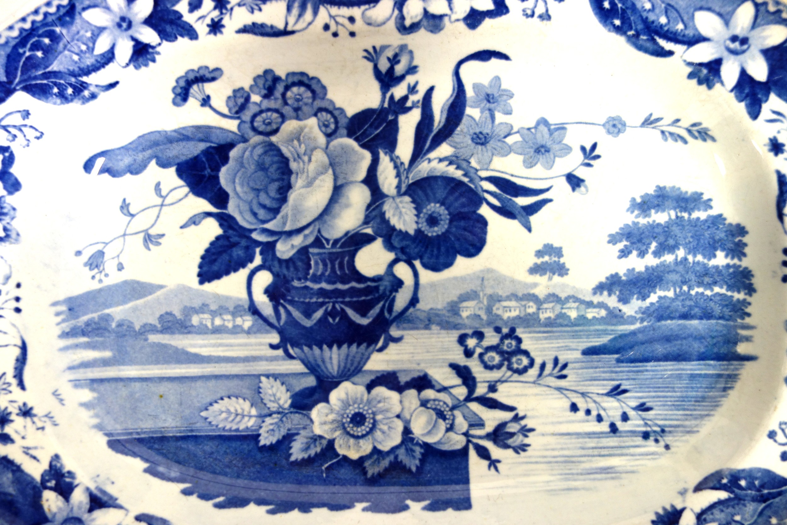 Two Wedgwood blue and white serving dishes, 19th century, moulded with oak leaves on basket - Image 2 of 5