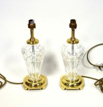 Pair of 'Windsor', Waterford style crystal table lamps, each 28cm to bulb fitting.