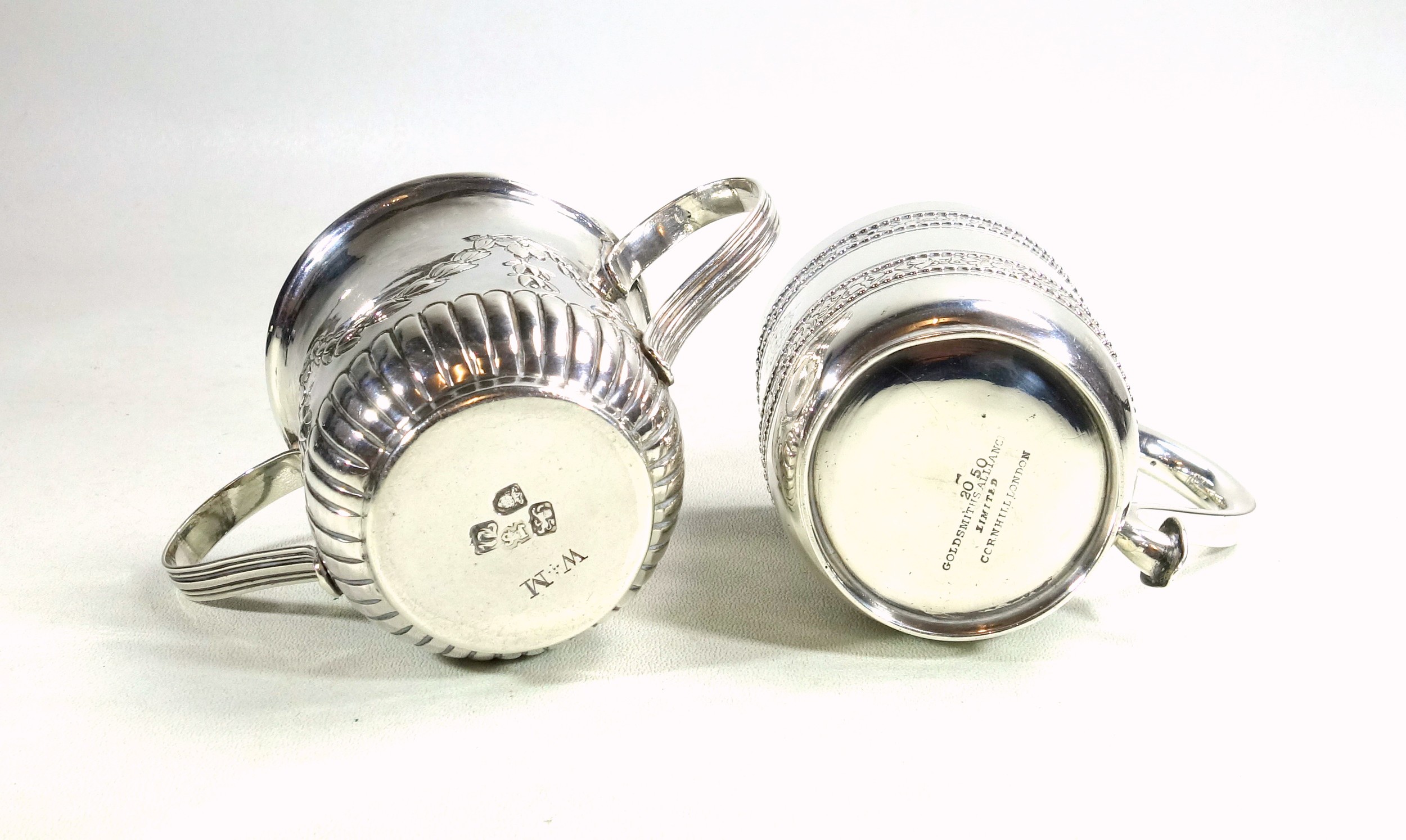 George III silver porringer with reeded twin strap handles, semi reeded body and embossed swag - Image 6 of 7