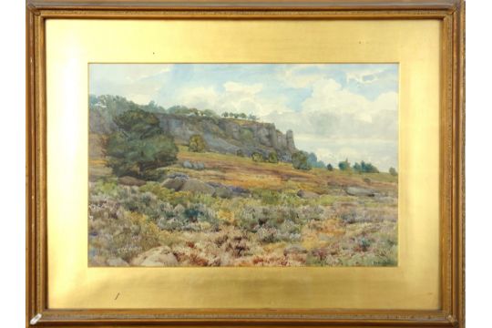 E. P. Reynolds (British, 19th Century), Rocky cliffside and heathland landscape, signed and dated " - Image 6 of 12