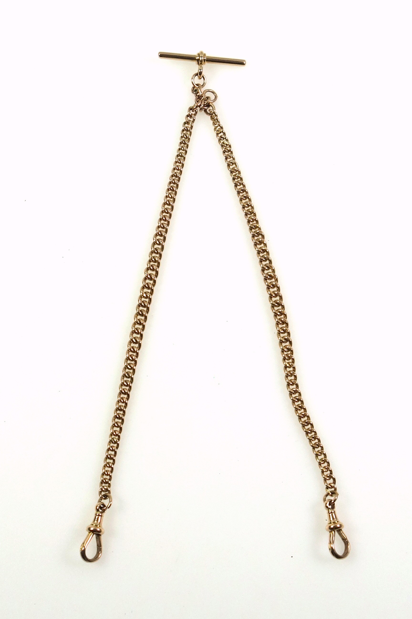 9ct double curb link Albert, L.22cm approx., 32.5grs