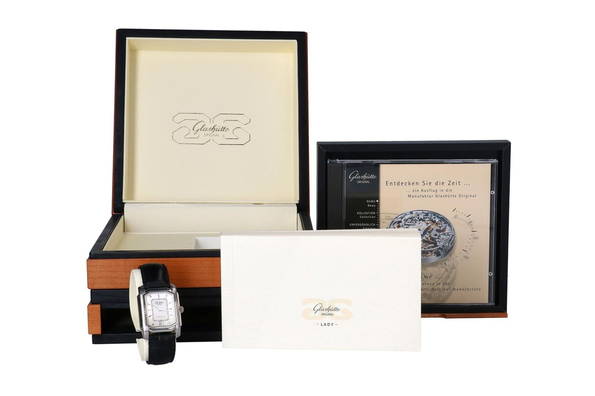 Glashutte Original, steel ladies watch, 'Lady Karree', with a silver part satinated two tone dial, o - Image 2 of 3