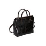 Tods, brown crocodile pattern leather handbag with shoulder strap. H x W x D: 25 x 33 x 10 cm.