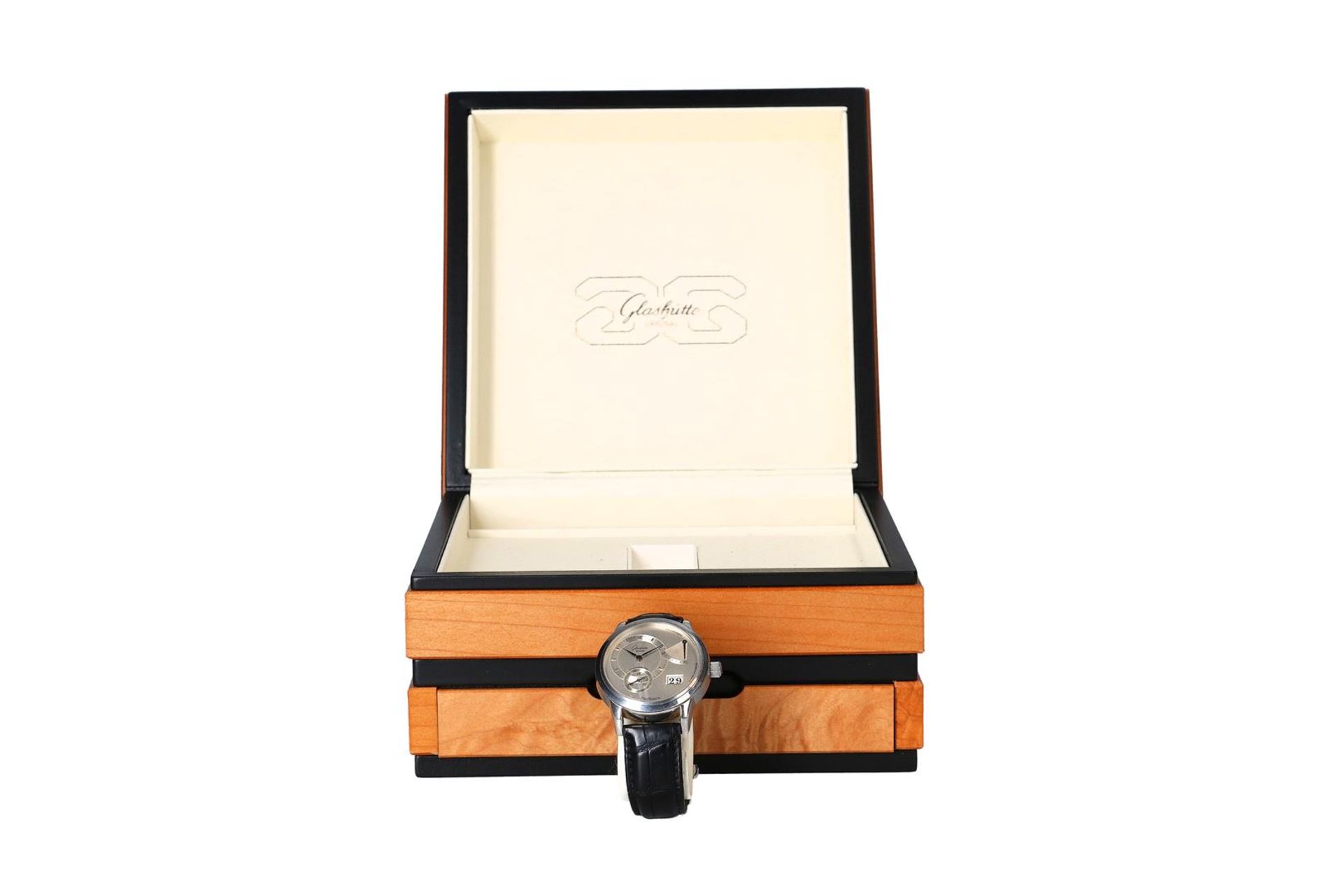 Glashutte Original, steel gentlemans watch, 'Panoreserve', with a silver part satinated two tone dia - Image 3 of 5