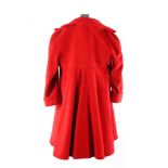 Thierry Mugler, a red wool, red buttoned long coat, with two side pockets. Size: 40 Fr.