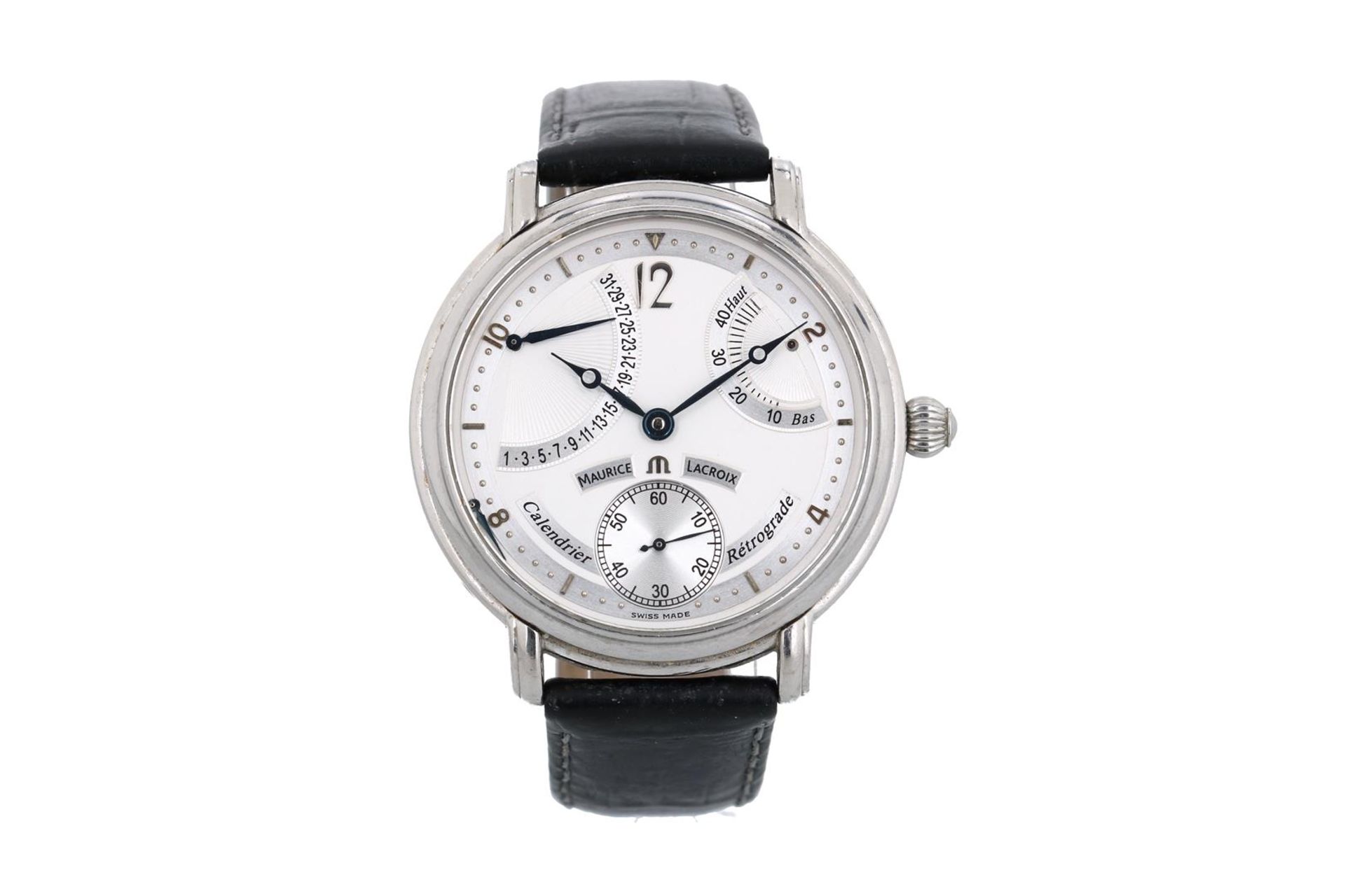 Maurice Lacroix, steel gentlemans watch, 'Calendrier Rétrograde', masterpeice, the manual movement w