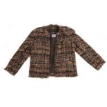 Chanel, wool, linnen, nylon blend blazer with four pockets and monogram buttons. Size: 42.