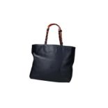 Chanel, navy blue leather tote bag with stiched monogram, authenticity card number 5628848 H x W x D