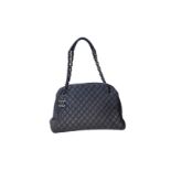 Chanel quilted blue leather handbag, 'Mademoiselle', authenticity card no.17323102. H x W x D: 21 x
