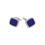 A pair of 14-kt white gold cufflinks, set with lapis lazuli, marked for Funer & Aßmus
H x W: 18.75 x