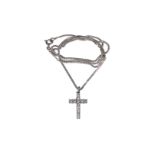 A 14-kt white gold link necklace with cross pendant, set with brilliant cut diamonds, in total appro