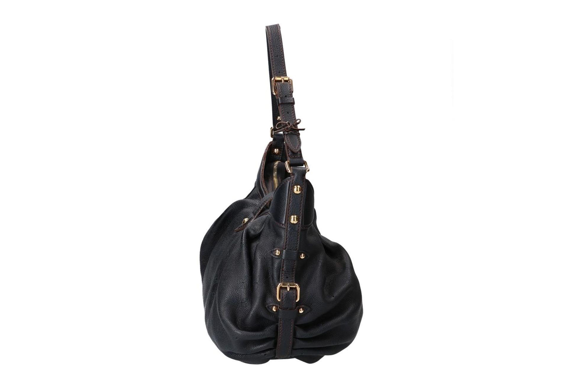 Louis Vuitton, black leather handbag, 'Monogram Mahina'. H x W x D: 28 x 34 x 14 cm. - Image 3 of 4