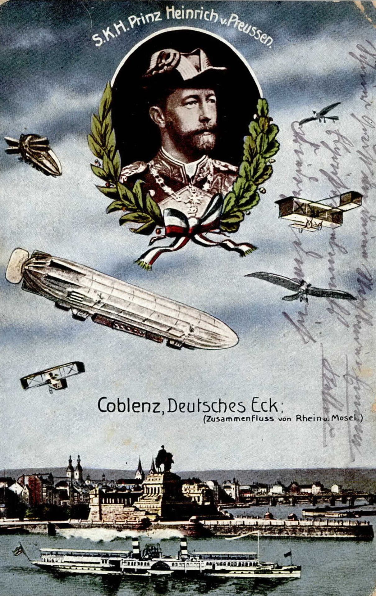 Zeppelin Koblenz Prinz Heinrich v. Preussen II (Eckbug, Ränder abgestoßen)