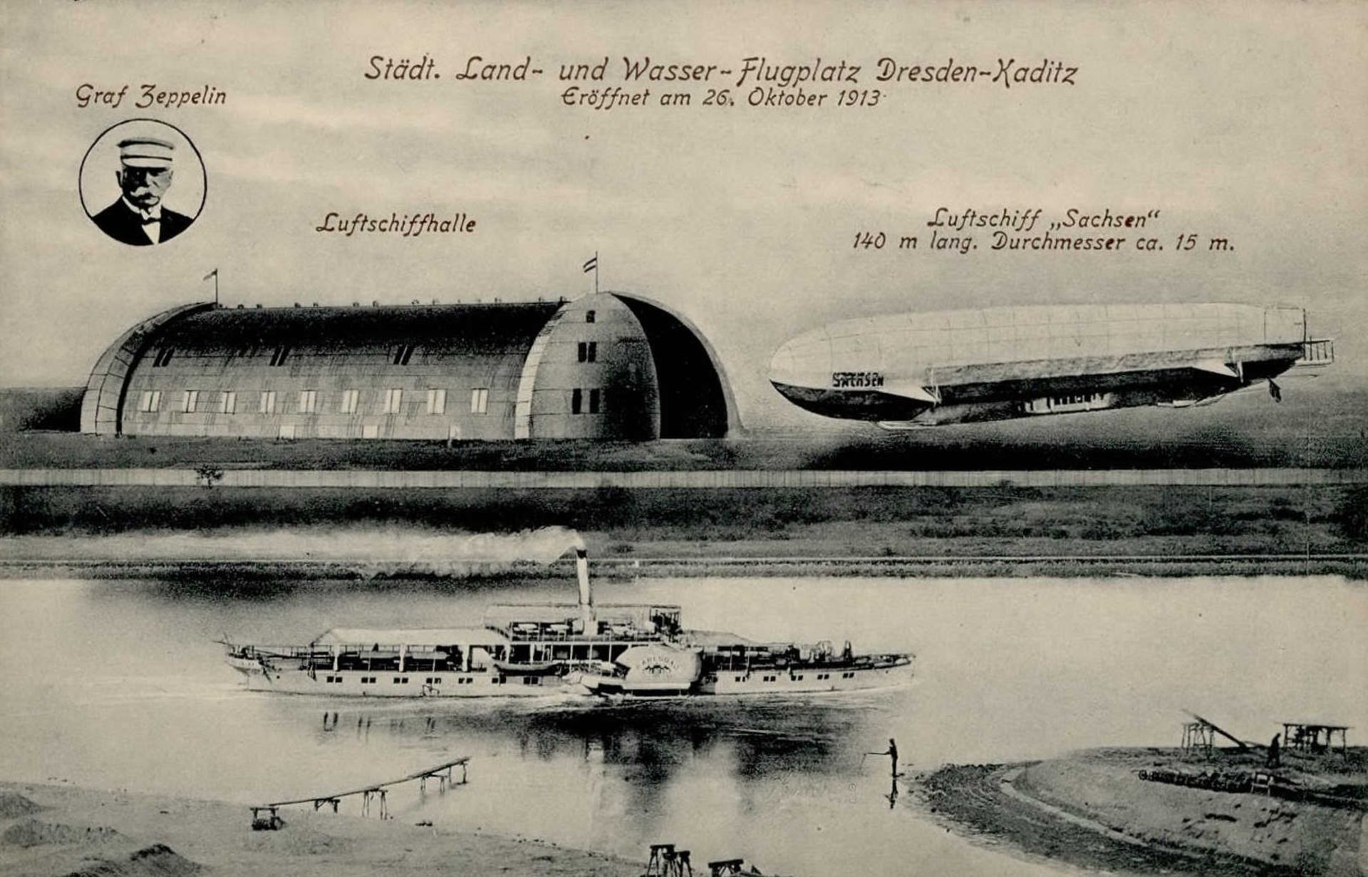 Zeppelin Dresden-Kaditz Luftschiff Sachsen Städt. Land- und Wasser-Flugplatz I-II