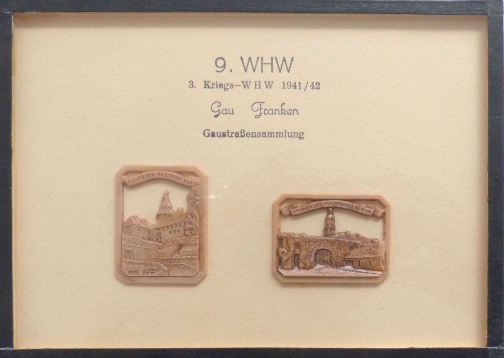WHW Gau Franken Gaustraßensammlung 1941/42 Abzeichen im Rahmen 13x18 cm I-II