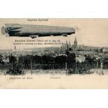 Zeppelin Oppenheim a.R. Fernfahrt Konstanz-Mainz 1908 I-II (fleckig)