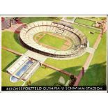 Olympiade 1936 Berlin Reichssportfeld u. Schwimm-Stadion sign. Dreher S-o I-II