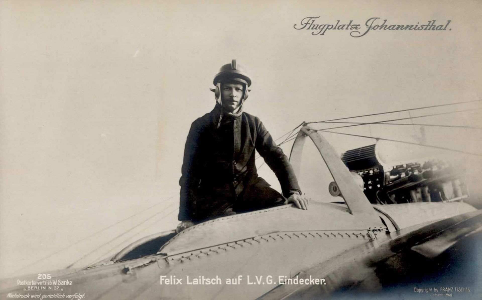 Sanke Piloten Johannisthal 205 Laitsch, Felix auf L.V.G. Eindecker I-II