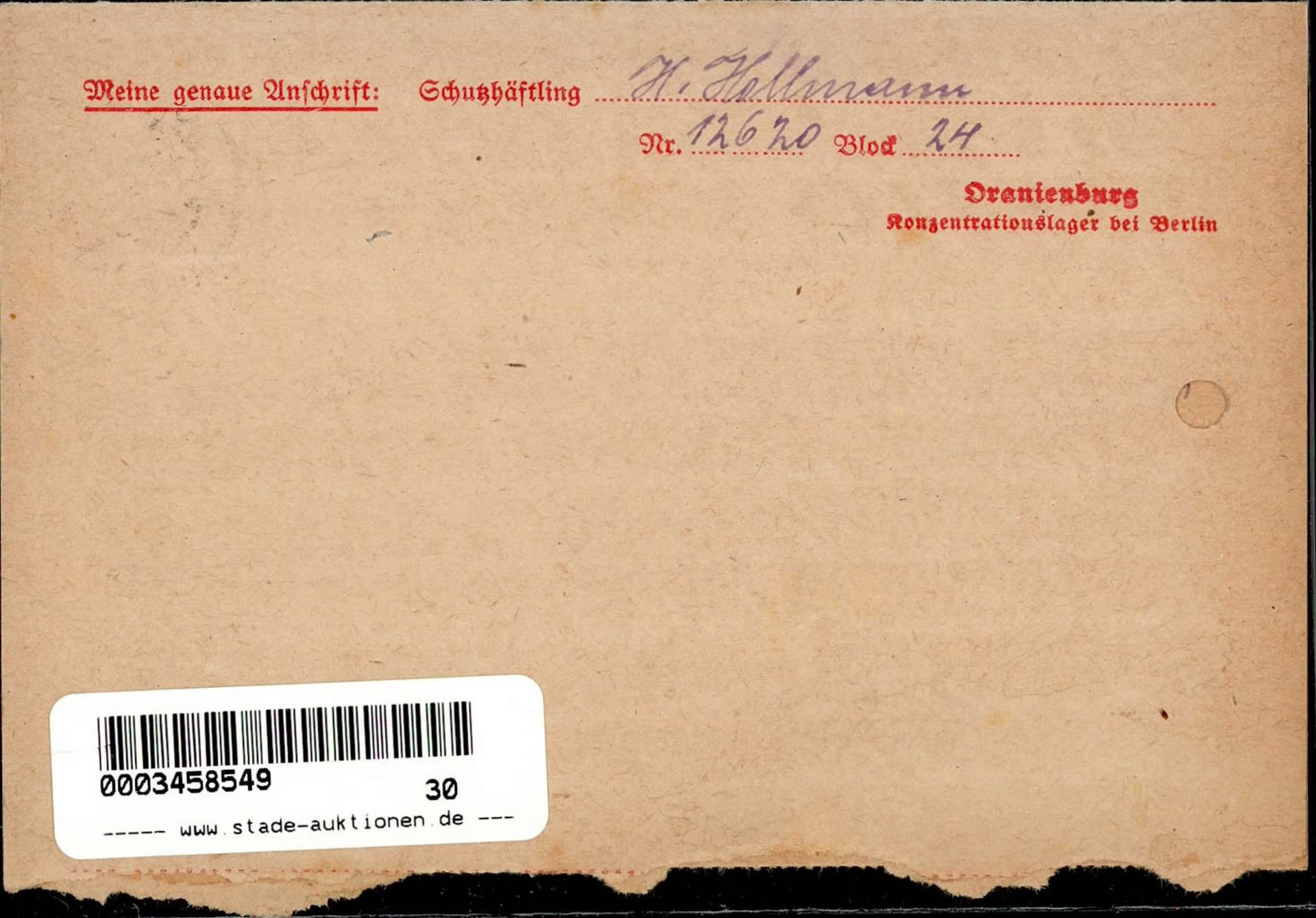 WK II KZ - Post Oranienburg II (gelocht) - Image 2 of 2