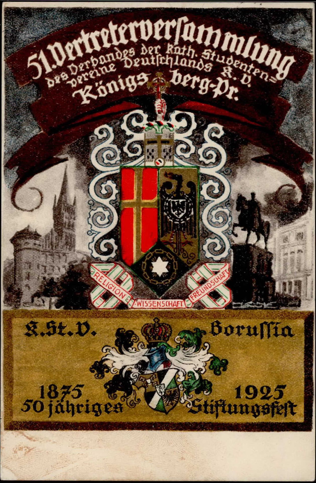 Studentika Königsberg K.St.V. Borussia Stftungsfest 1925 I-II (etwas fleckig)