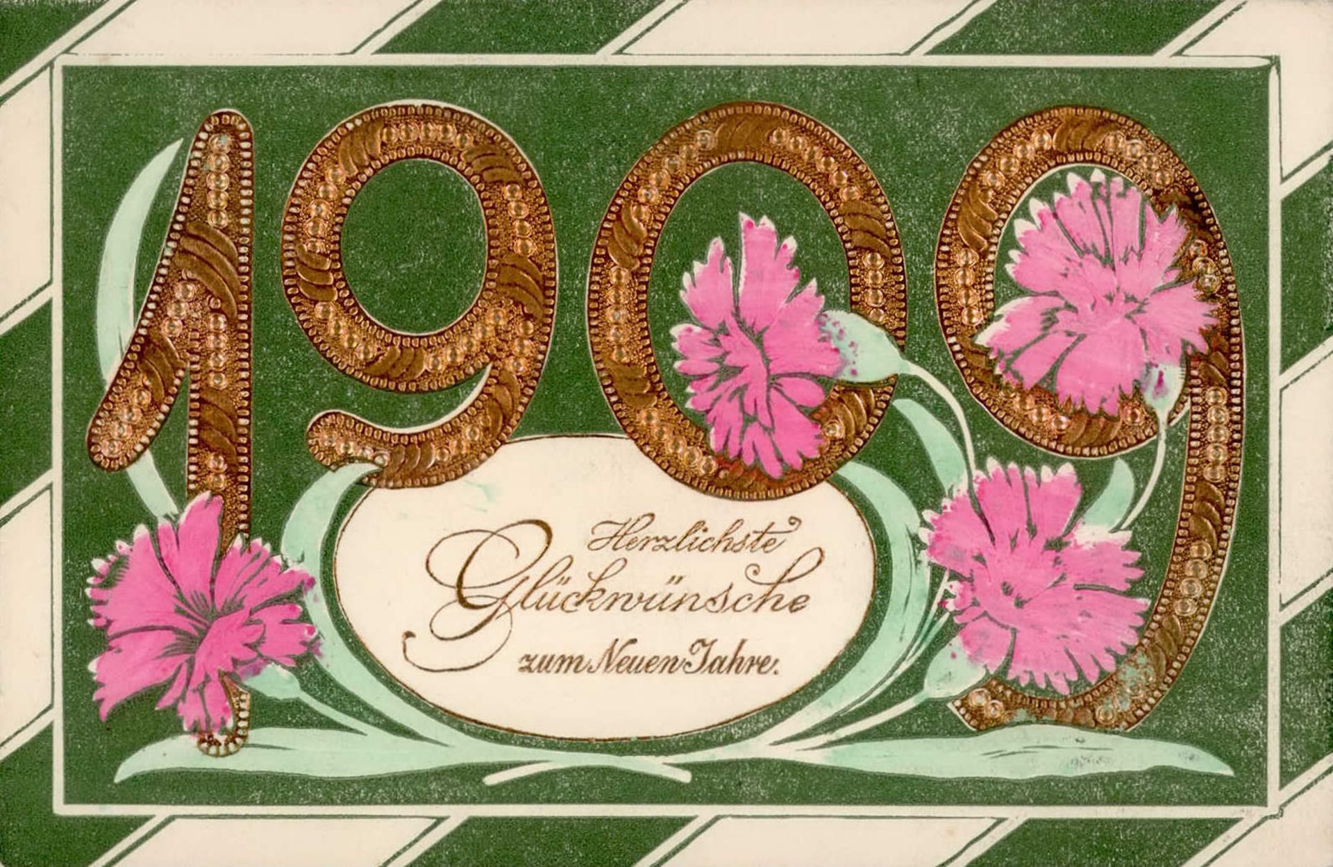 Neujahr 1909 Prägekarte I-II