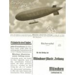 Zeppelinpost Luftschiff Parseval Doppel-Werbekarte der Münchner Illustrierten Zeitung mit
