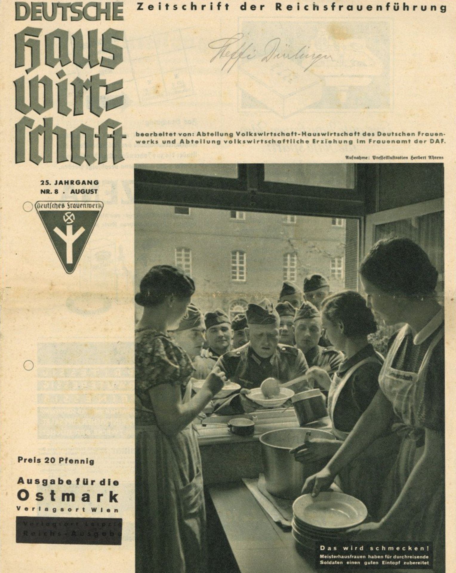 Buch WK II Lot mit 6 Zeitschriften Deutsche Hauswirtschaft Zeitschrift en der Reichsfrauenführung