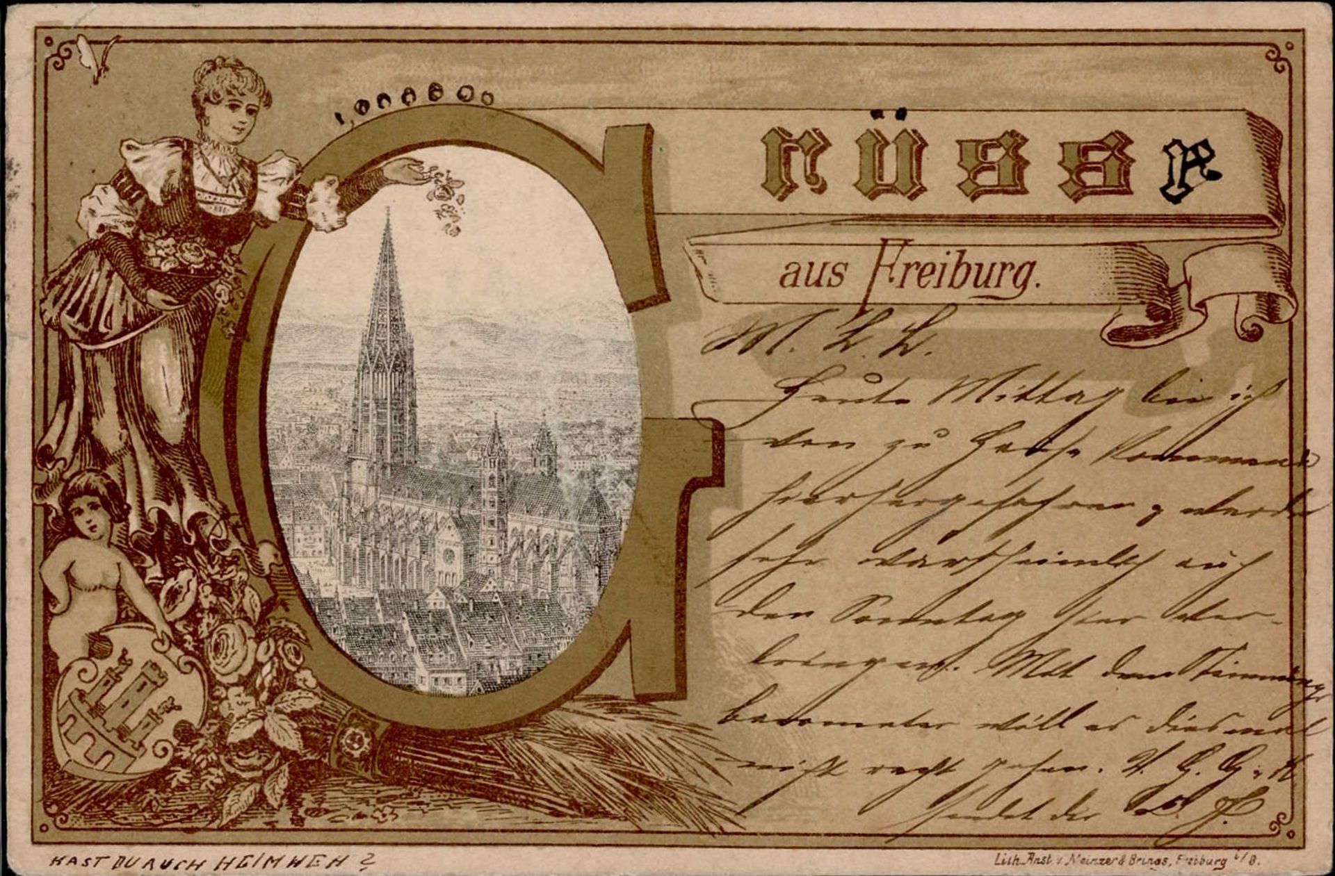 Vorläufer 1887 Freiburg im Breisgau 29.4.1887 nach Stuttgart II (Bugspuren)