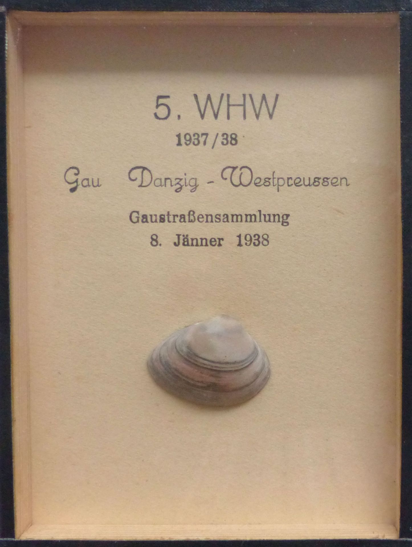 WHW Gau Danzig-Westpreussen Gaustraßensammlung Januar 1938 Abzeichen Rahmen 9x12 cm I-II