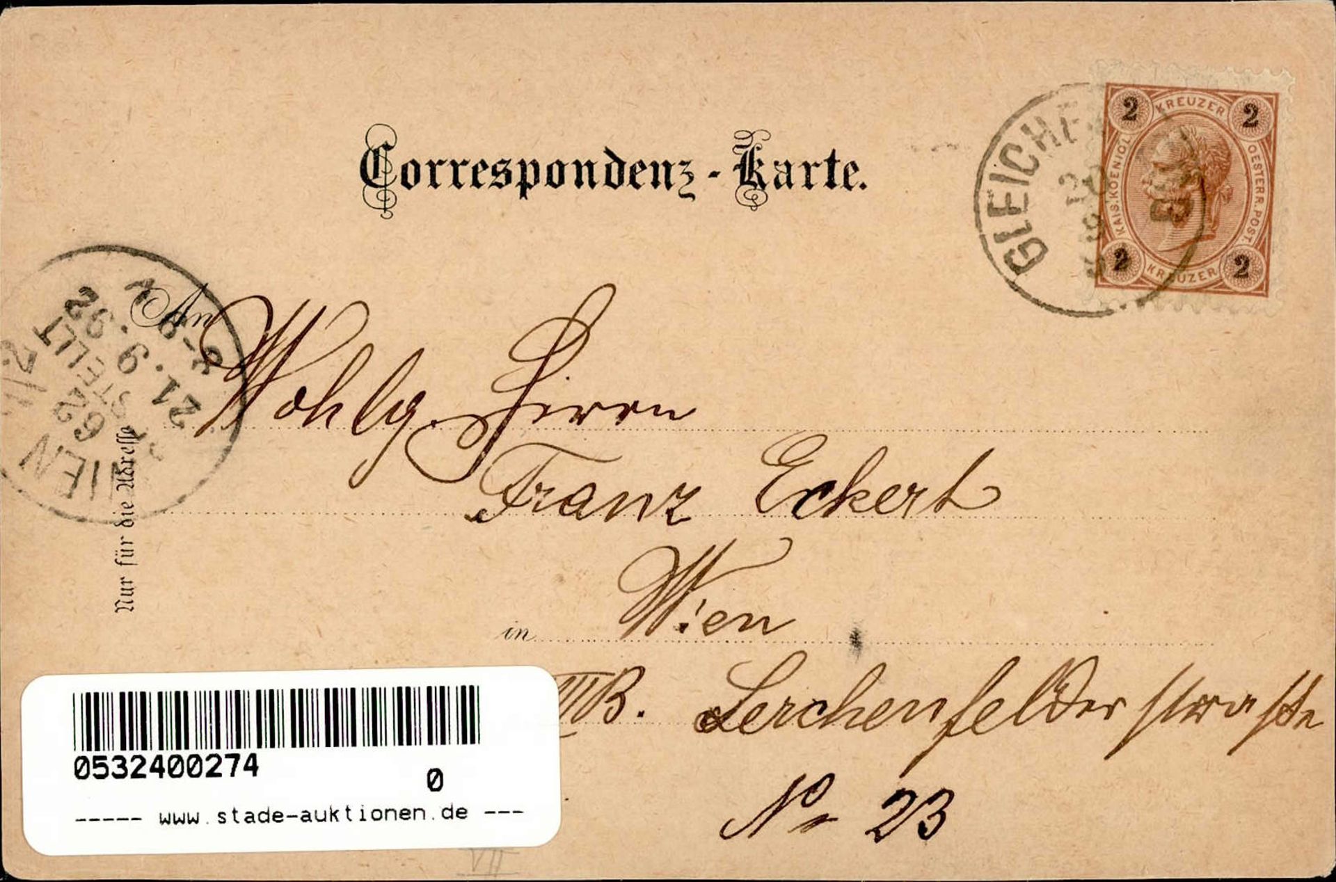 Vorläufer 1892 Gleichenberg Korrespondenz-Karte I-II - Bild 2 aus 2