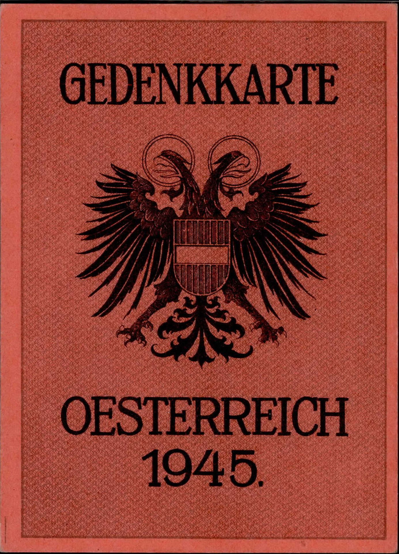 WK II Gedenkkarte Österreich 1945 I-II