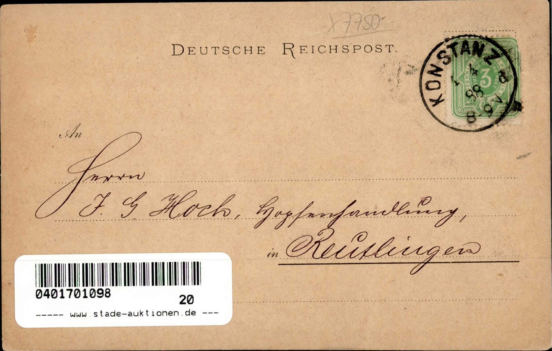 Vorläufer 1888 Konstanz Strohmeyer u. Co. Werbekarte I-II - Bild 2 aus 2