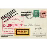 Flugpost Katapultpost Katapultflug Dampfer Bremen des Norddeutschen Lloyd, Deutsch-Amerikanische