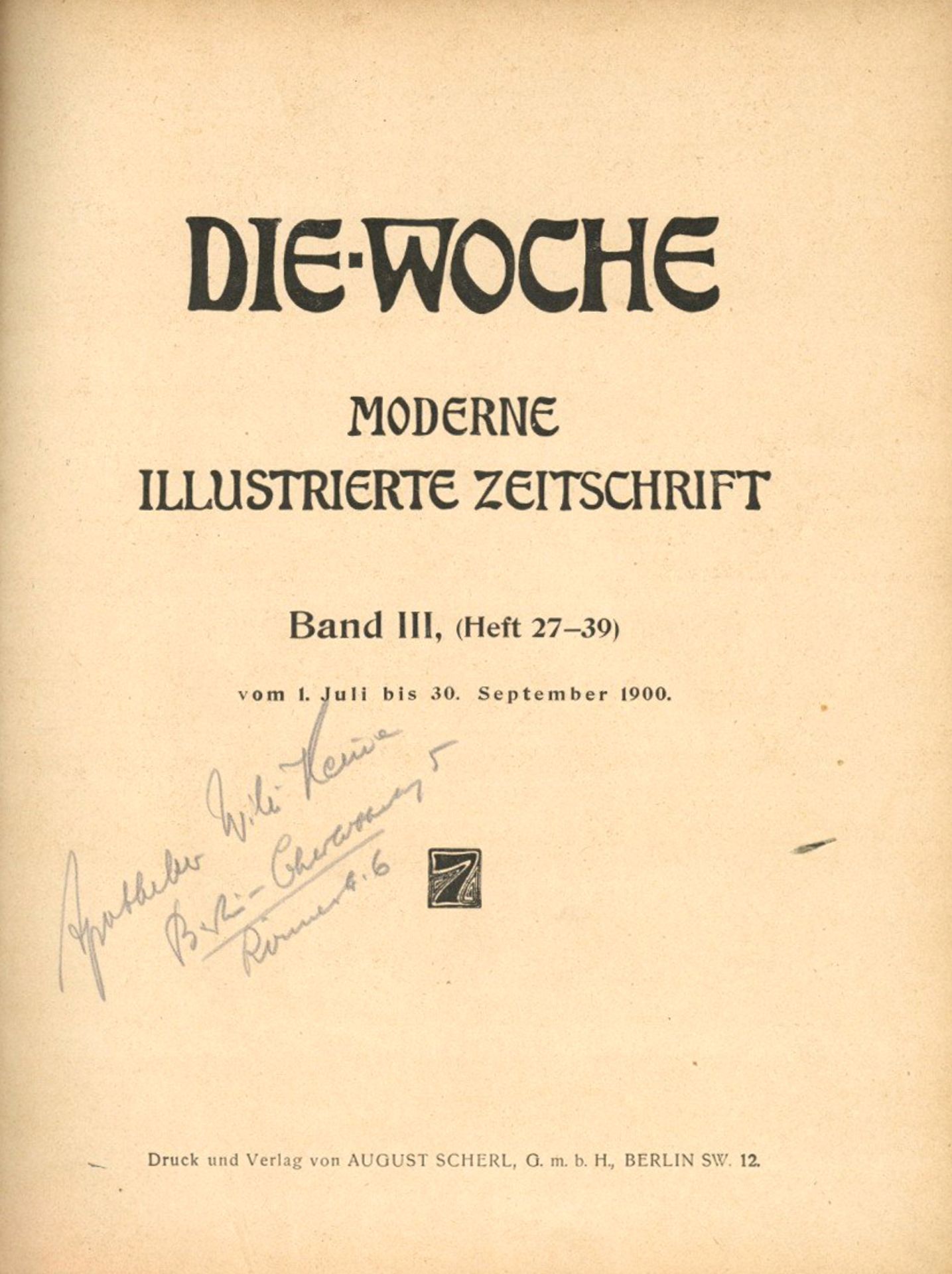 Zeitung Buch Die Woche Moderne Illustrierte Zeitschrift Band III (Heft 27-39) 1900, Verlag Scherl