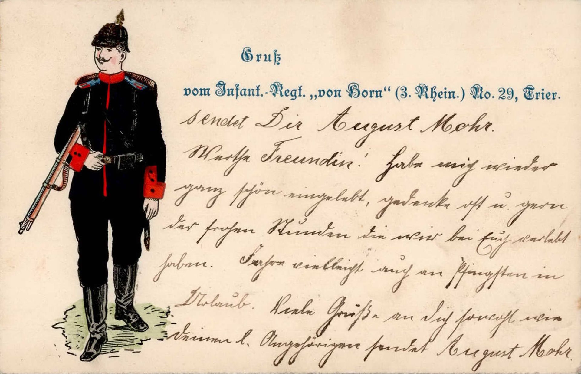 Regiment Trier Infant.-Regt. von Horn Nr. 29 Prägekarte I-II