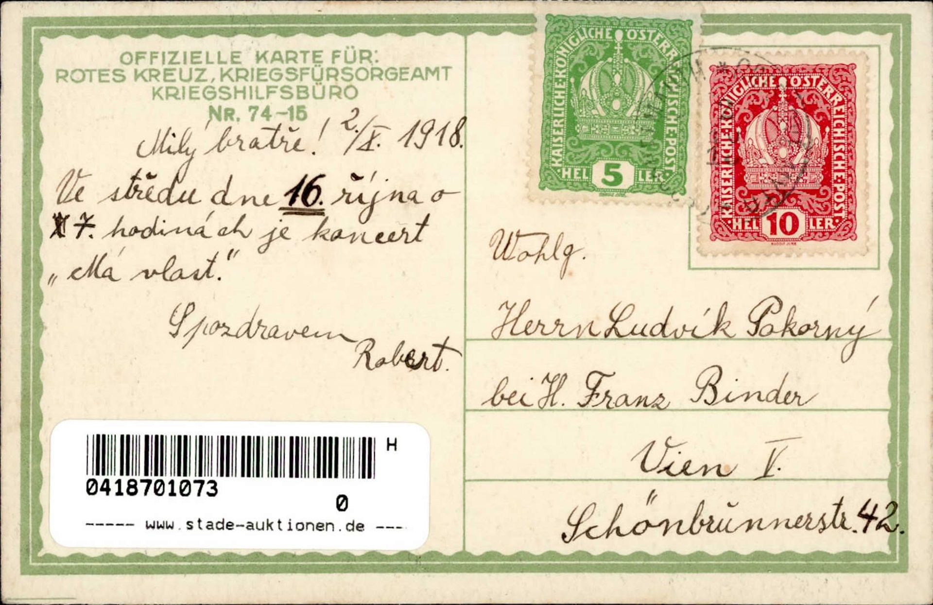 WK I Rotes Kreuz Gefangenentransport I-II (fleckig) - Image 2 of 2